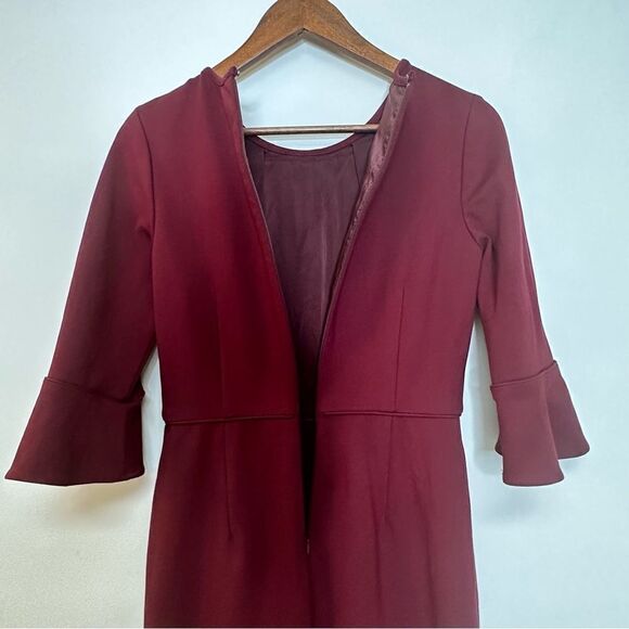 J. Crew Bell Sleeve Sheath Ponte Dress Cranberry Size 2 - Picture 9 of 14